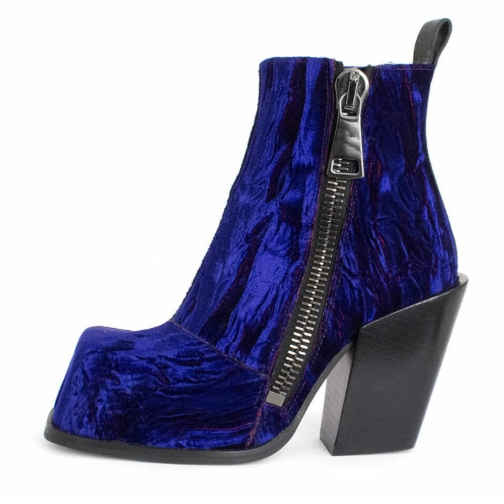 The Stand Up Dietrich - Blue Velvet Ankle Boots - Picture 1 of 4